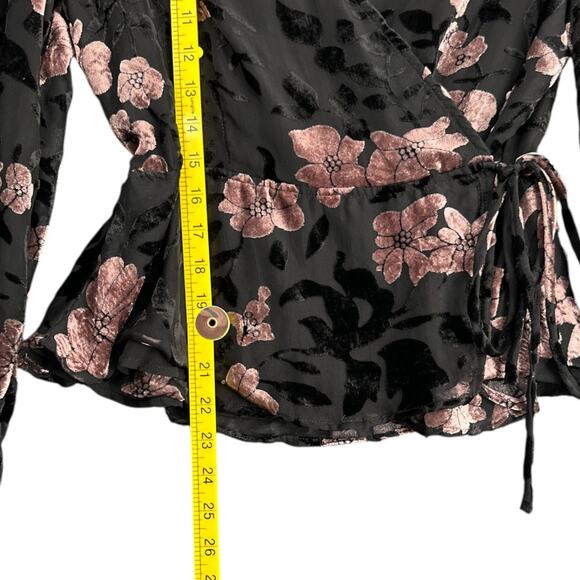 Astr Black and Pink Floral Wrap Blouse - Picture 6 of 6